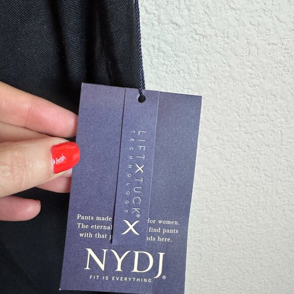 NYDJ Women's Sz 10 Linen Trouser Pants in Black Stretch Lift Tuck MAKB2219 - Picture 6 of 6